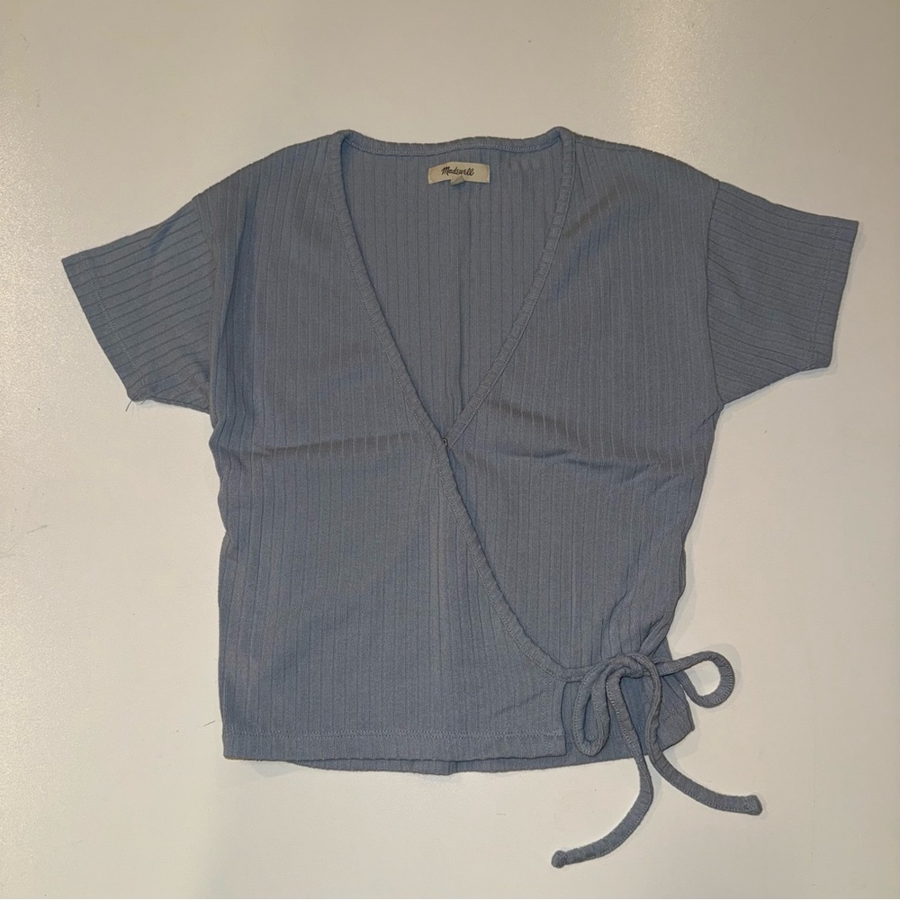 Madewell Blue Wrap Top